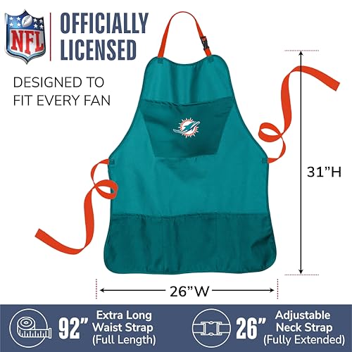Miami Dolphins Cooking Apron - Teal, Adjustable with Pockets