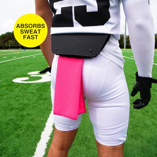 SLEEFS Pink Football Towel with Secure Belt Attachment - 14.5x4in, Cotton