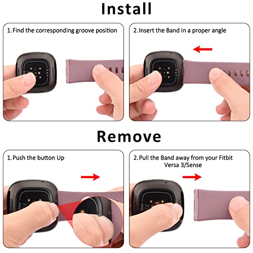 Sport Bands for Fitbit Sense 2 & Versa 4 - 3 Pack, Starlight/Milk Tea/Smoke Violet, Small