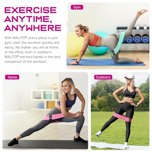 Pink, Aqua, Grey & Black Fabric Resistance Bands for Glutes & Legs - Workout & Exercise