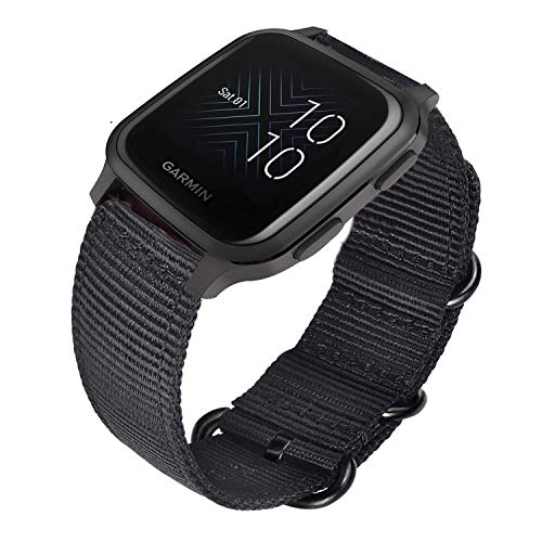 Soft Nylon Replacement Watch Band for Garmin Venu SQ Music - Black