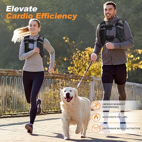 Black 12lb Weighted Vest for Women & Men - Adjustable Fitness Body Vest