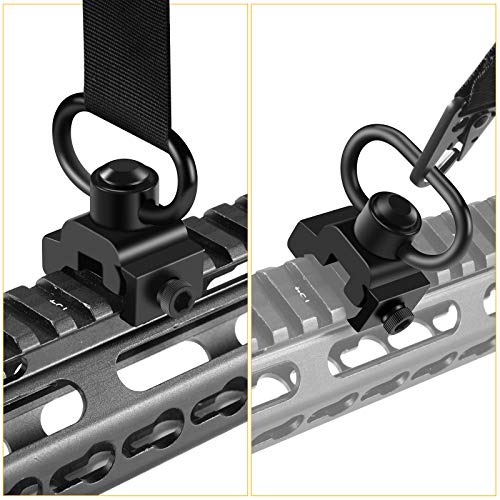 360° Rotation Picatinny Sling Swivel Mount with QD Button - Black