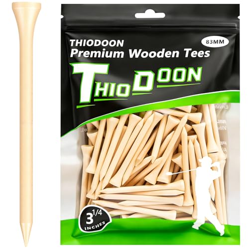 Golf Tees - Professional Natural Wood, 3-1/4 Inch Size, Pack of 100