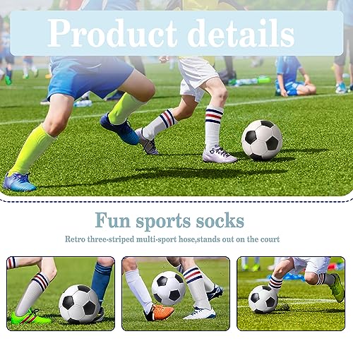 Striped Thigh High Socks - Red & Blue Tube Socks for Women