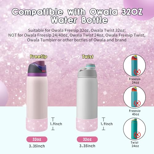 BKBY Glitter Silicone Bottle Boot for Owala 32oz Water Bottle - Pale Pink Translucent