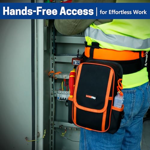 Zippered Electricians Tool Pouch, 1680D Technician Tool Bag with Handle, Zippered Electrician's Tool Pouch for Electrician, Carpenter, Mechanical