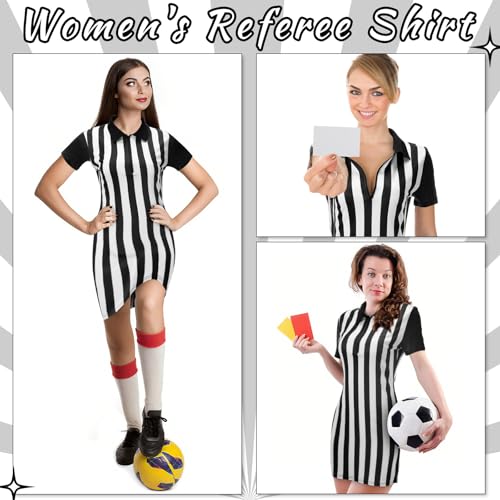 Women's Referee Shirt Dress - Umpire Jersey with Zipper Collar - Large
