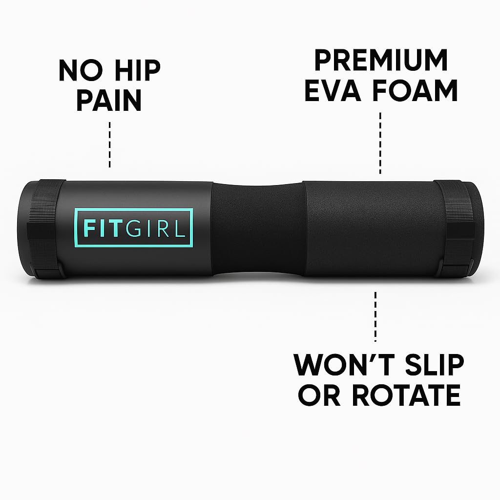 FITGIRL - Squat Pad and Hip Thrust Pad for Leg Day, Barbell Pad Stays in Place Secure, Thick Cushion for Comfortable Squats Lunges Glute Bridges, Olympic Bar and Smith Machine (Premium Mint)