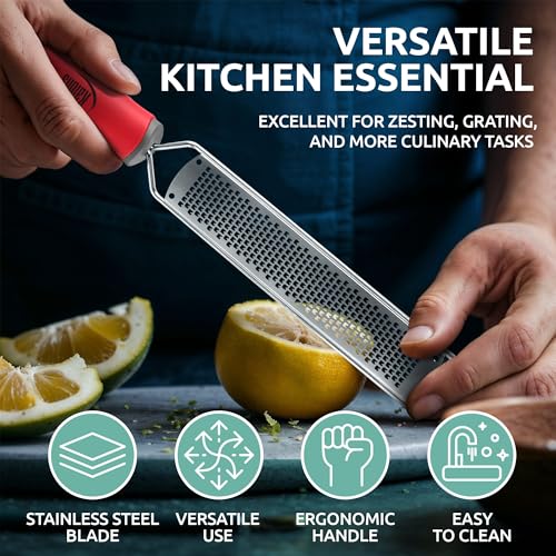 Premium Citrus Zester & Cheese Grater with Cleaning Brush & Glove