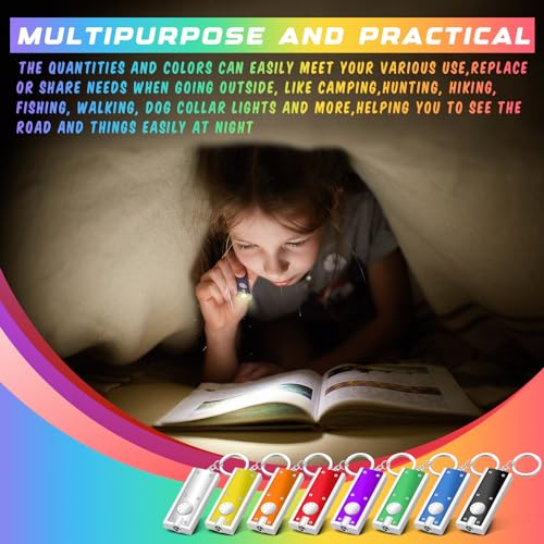Mini Flashlight Keychain - 8 Pack LED Light, Multicolor