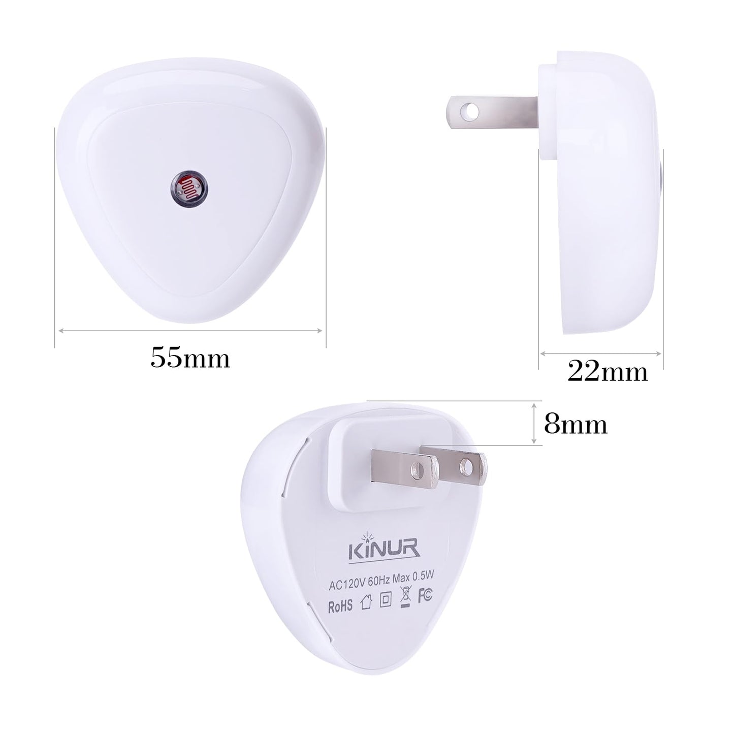 KINUR 6 Pack LED Night Light, 0.5W Nightlights Plug into Wall, Dusk to Dawn Sensor Automatic On and Off Night Light, Red Led Night Lamp for Kids, Nursery, Bedroom, Hallway, Stairs, Kitchen,Red