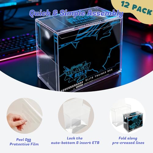12 Pack Elite Trainer Box Protectors - Clear PET Plastic Display Cases