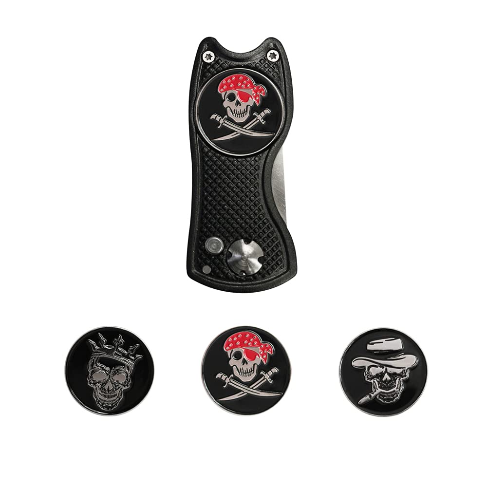 GOLTERS Golf Ball Marker Divot Tool Sets Switchable Divot Repair Tools (one Divot with Four Ball Markers)
