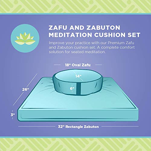 Meditation Cushion Set - Organic Buckwheat Zafu & Zabuton - Oval Combo Burgundy