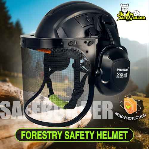 CR99 Forestry Safety Helmet Class C Hard Hats 3 In1 Chainsaw Arborist Helmet with Mesh Face Shield Ear Muffs Hearing Protection ANSI Z89.1
