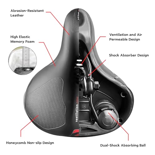 Blue Comfort Bike Seat Cushion with Memory Foam Waterproof Wide Bicycle Saddle