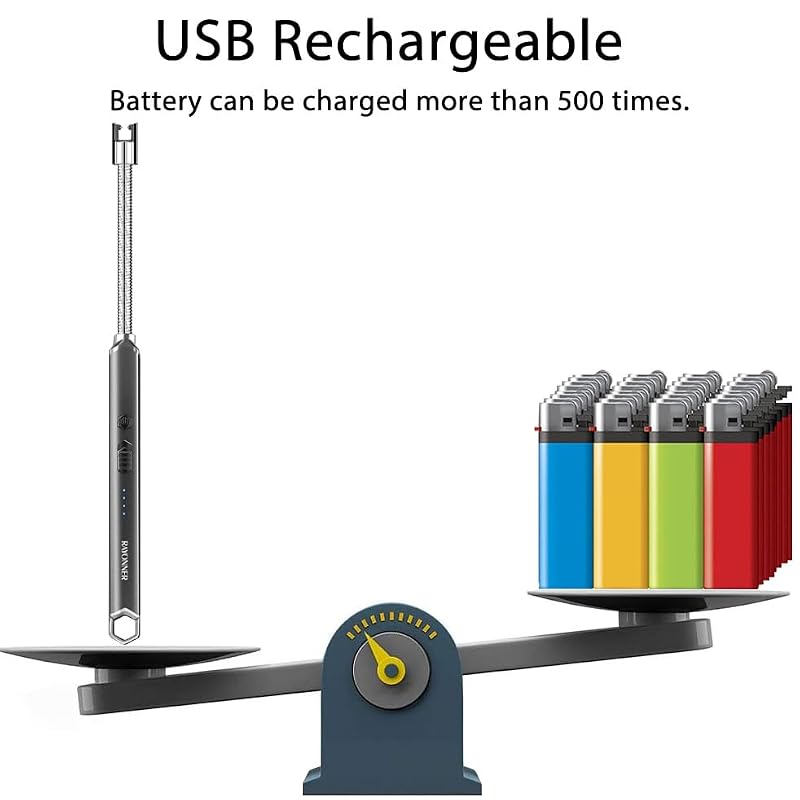 Electric Candle Lighter with Long Flexible Neck - Rechargeable USB Black