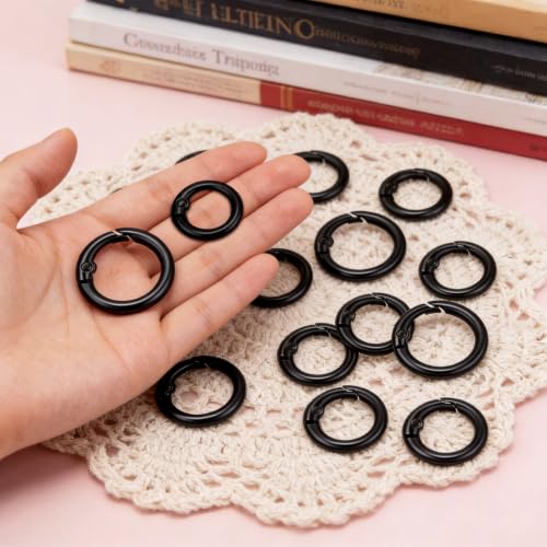 12PCS Mini Black Carabiner Clips - 2 Sizes, Zinc Alloy