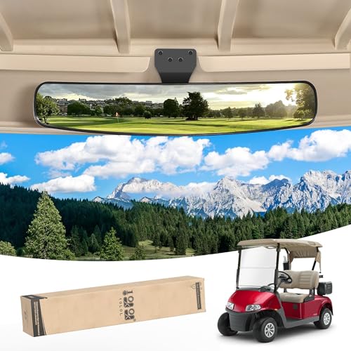 Universal Adjustable Golf Cart Rear View Mirror - 16.5" Wide Angle, Single Bracket