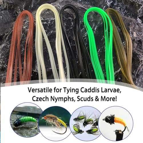 Aventik Natural Multi-Color Nymph Worm Body Wrap Skin for Fly Tying, 30cm