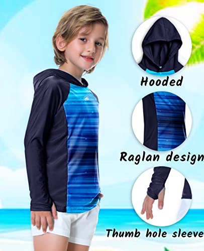 Kids Long Sleeve Hoodie Rash Guard - UPF 50+ Swim Top 11-12 Years Gradient Navy