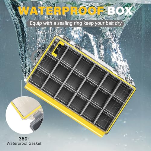 TOEWSON 3700 Water-Resistant Tackle Box with Removable Dividers, One-Hand Latch