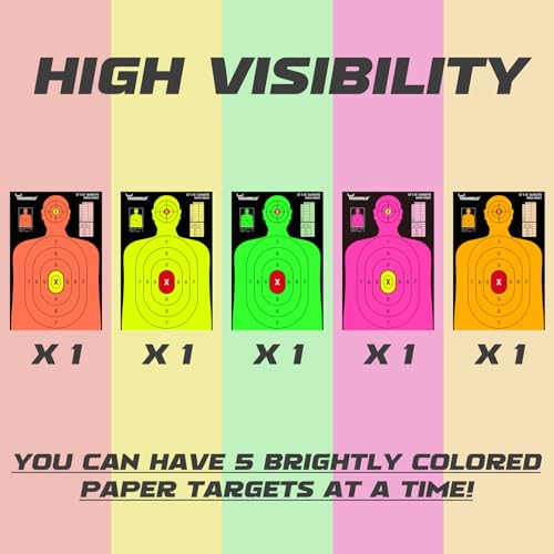 Silhouette Shooting Targets 23x35 Inch - 5 Pack Fluorescent Multi Color