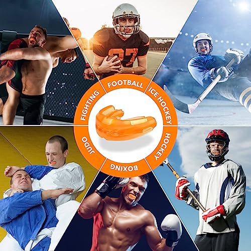 Mouth Guard for Sports - Soft, No Boil - 2Pcs Orange/Strapless
