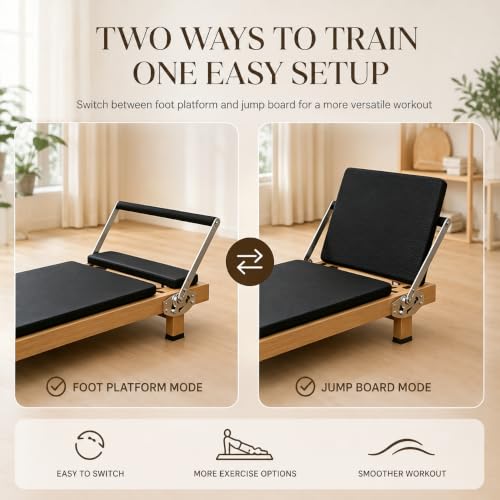 Foldable Pilates Reformer with Jumpboard – 88x11x21.3 Inches