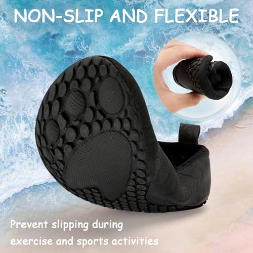 Kids Water Shoes Quick-Dry Aqua Socks - 3-4 Big Kid / Black