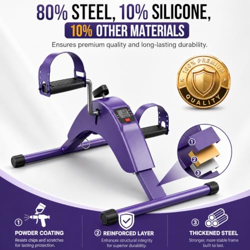 Under Desk Bike Pedal Exerciser - Compact Mini Exercise Bike - Purple