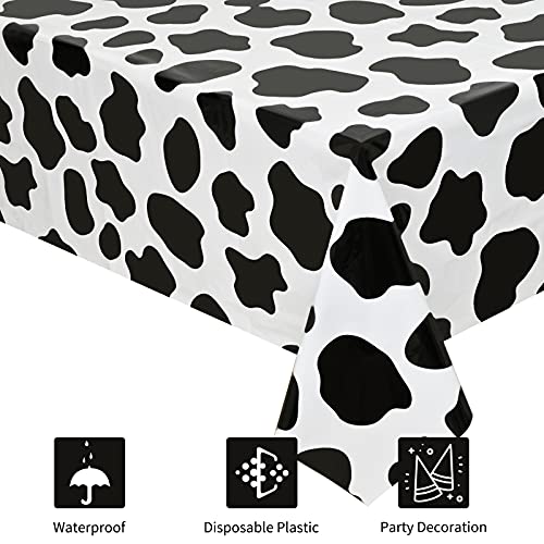 Cow Print Tablecloth - 2 Pcs Plastic Covers 87 x 51 Inches