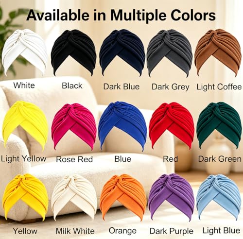 Chemo Cap Turban Headwear - Multi-Function Hair Loss Hat - Medium-Large White