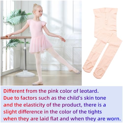 Convertible Ballet Tights for Girls - Ballet Pink, 8-10 Years