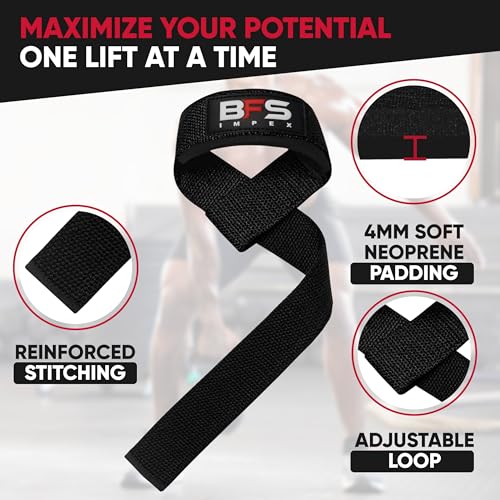 Weightlifting Straps with Neoprene Padding - Black