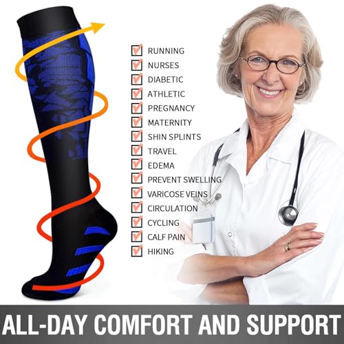 6 Pack Copper Compression Socks for Enhanced Circulation