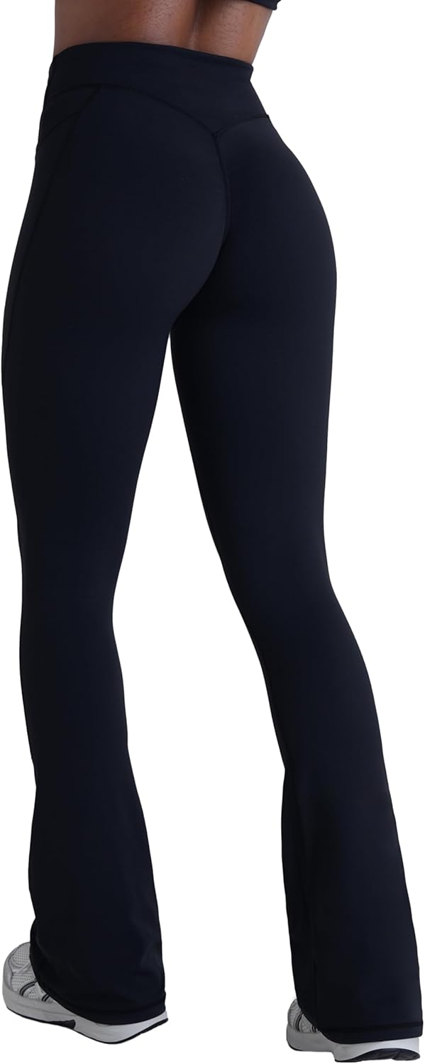 Sunzel Hidden Butt Lifting Leggings - Tummy Control Flare Yoga Pants with Pockets for Women