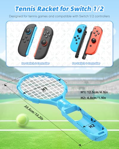 Tennis Rackets for Nintendo Switch 2 Joy-Con - Blue/Orange