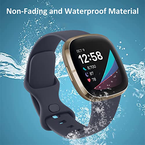 Soft Silicone Sport Bands for Fitbit Versa 4/3 & Sense/Sense 2 - Black+Navy Blue