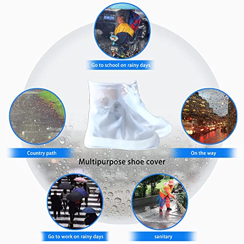 Waterproof Rain Boot Covers - Reusable Non-Slip Galoshes - Large, Transparent