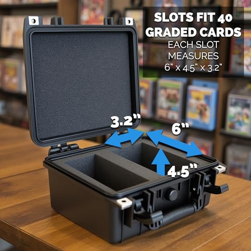 CASEMATIX 40-Card Graded Card Case – IPX7 Waterproof Slab Box with Dividers