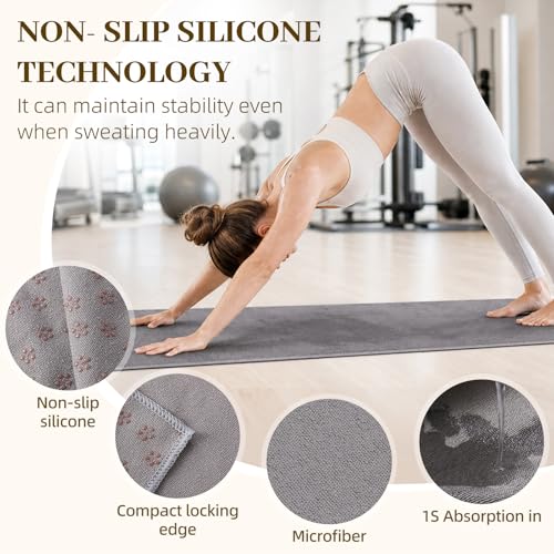 Non Slip Yoga Mat Towel with Silicone Grip Dots - 72 x 24 inches