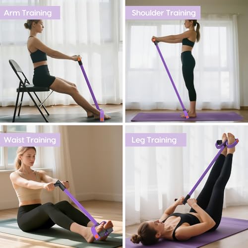 6-Tube Pedal Resistance Band with Handles for Full-Body Workouts
