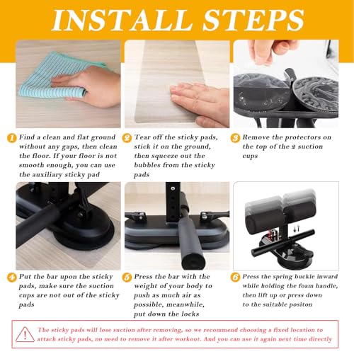 Portable Sit Up Bar with Dual Suction Cups - Adjustable Foot Holder