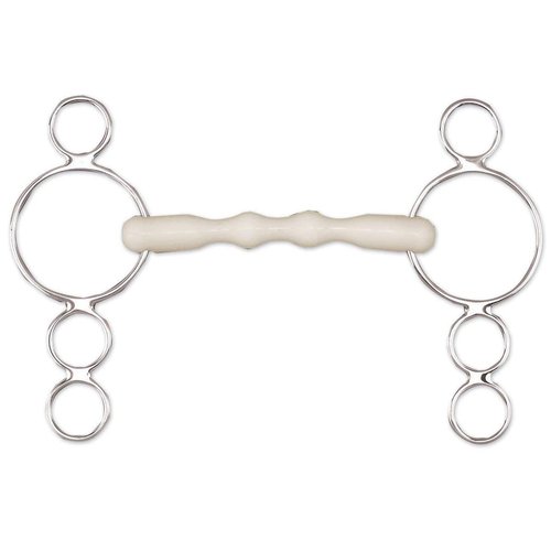 Happy Mouth 3-Ring Shaped Mullen Mouth Gag Horse Bits, 5, Silver
