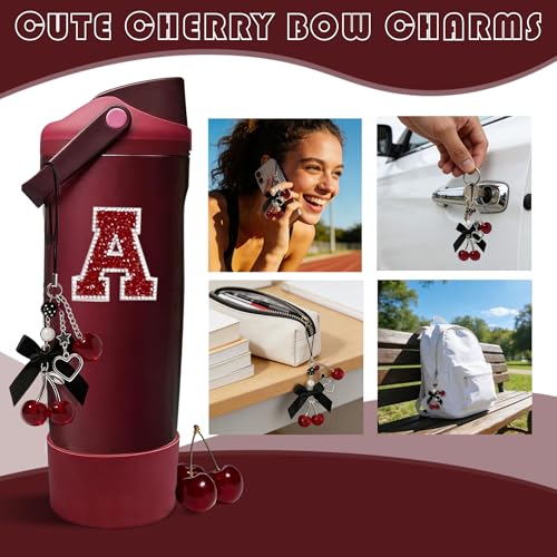 Black Cherry Charm & Silicone Boot Accessories for Owala Sway 30/40oz — Personalized Letter A