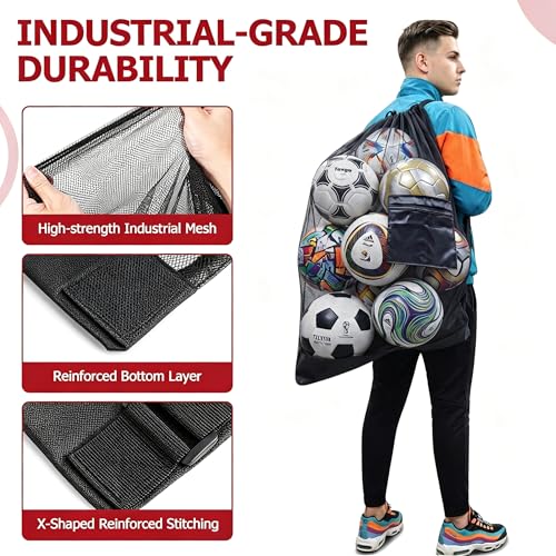 Extra Large Mesh Ball Bag for 13 Soccer Balls - 40 x 30 in