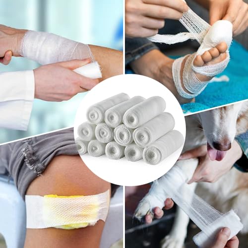 LINXIU 4in x 4.9yd Gauze Rolls – Breathable Conforming Bandages, 12 Pack