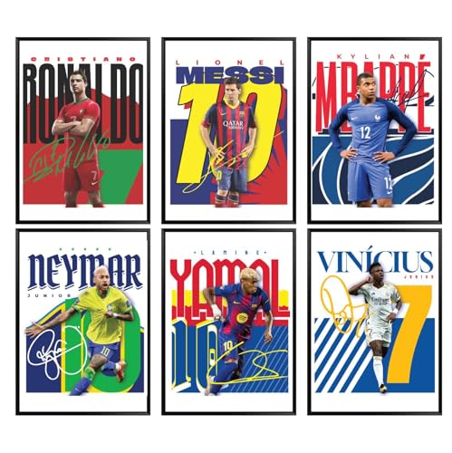 Soccer Legends Wall Art Set - 6 Unframed 8x10 Prints for Kids